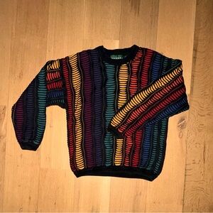 Vintage Tundra Canada Textured Knit Sweater Multicolor Coogi Style